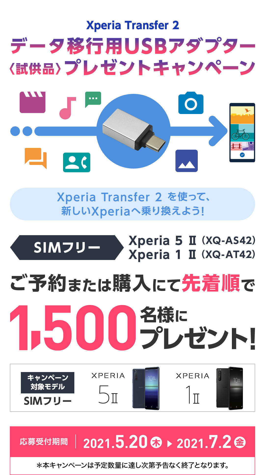 Xperia Transfer 2 データ移行用USBアダプター〈試供品〉プレゼントキャンペーン