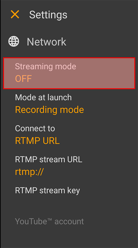 「streaming mode」をタップします。